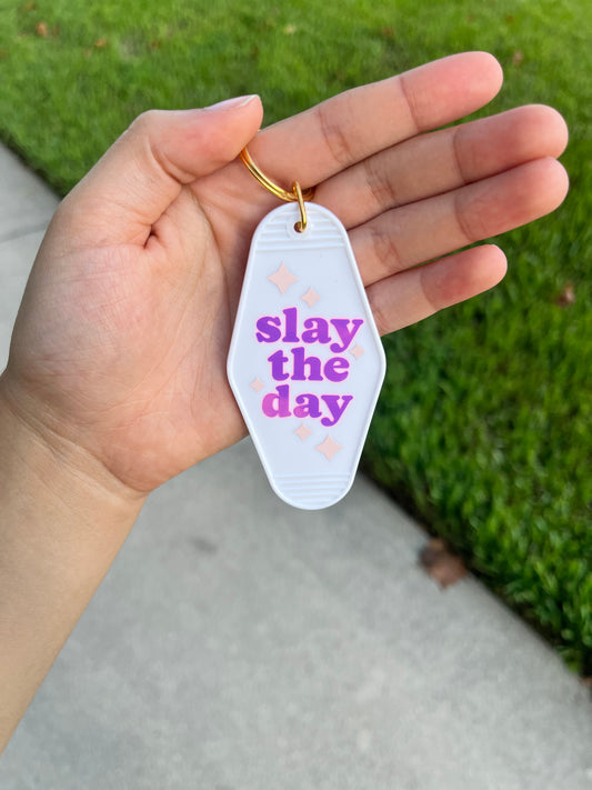 Slay motel keychain