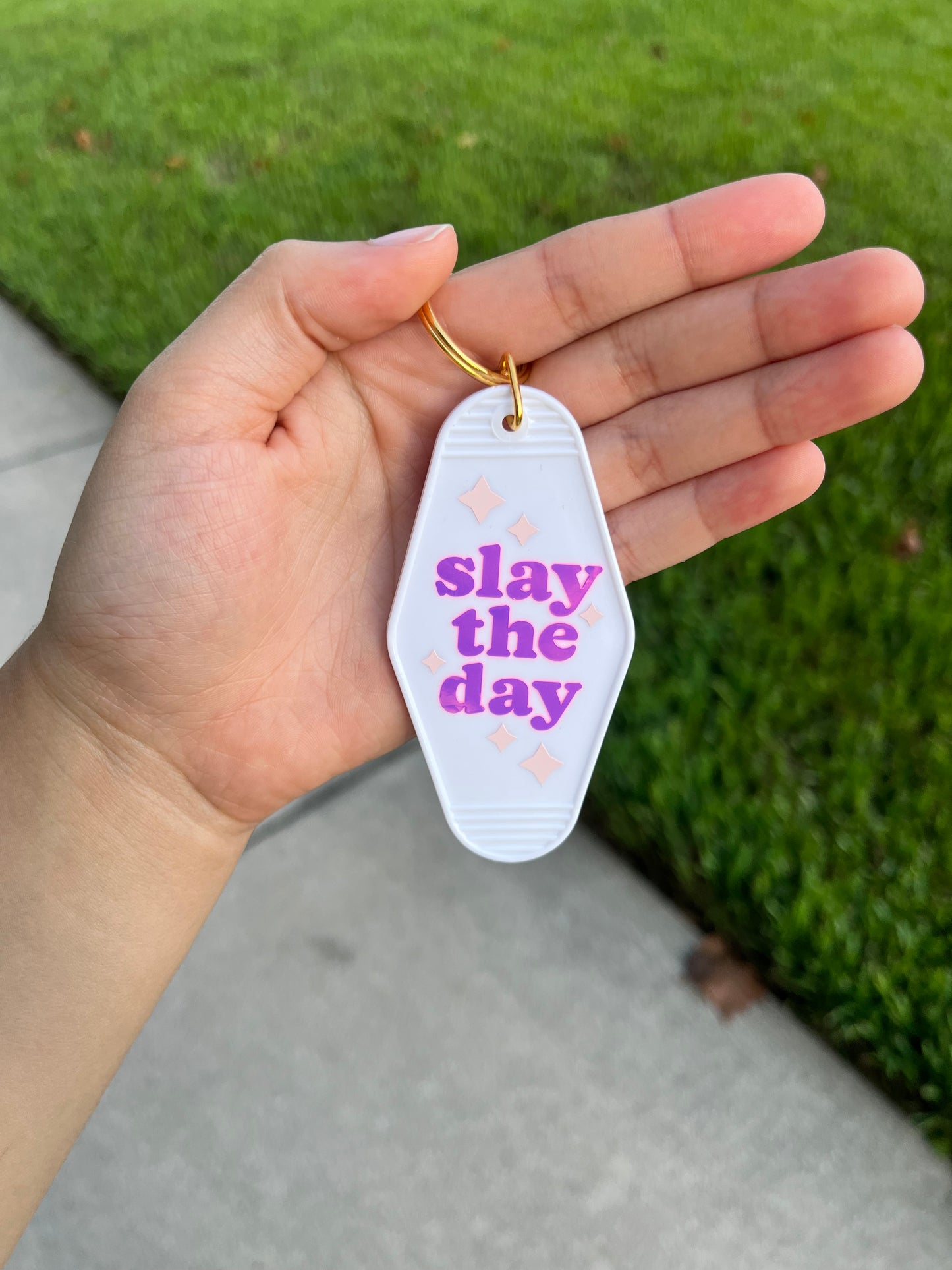 Slay motel keychain