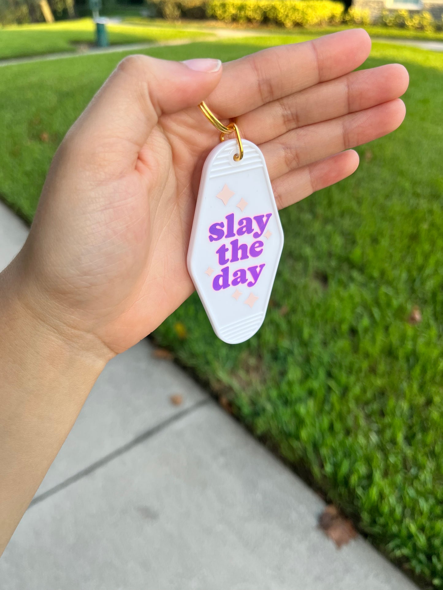 Slay motel keychain