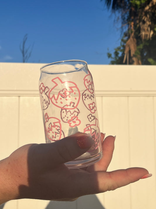 Strawberry glass can